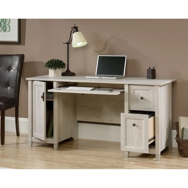 Computer Desk with Slide-Out Keyboard Shelf | 2 Drawers | File Storage | Solid Wood Accents | 59-Inch