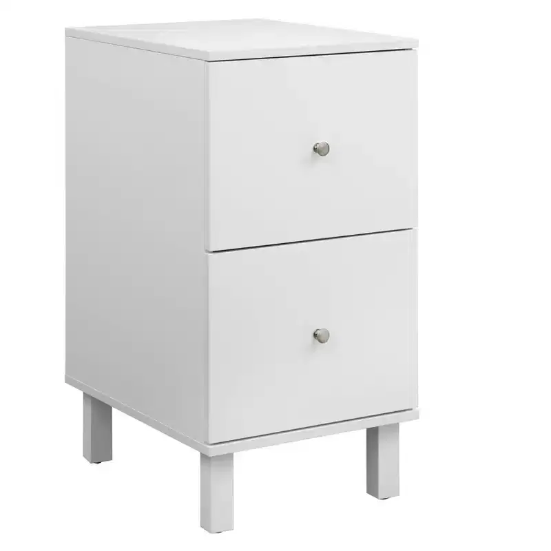 2-Drawer Vertical File Cabinet in White, MDF & Wood Composite, 30
