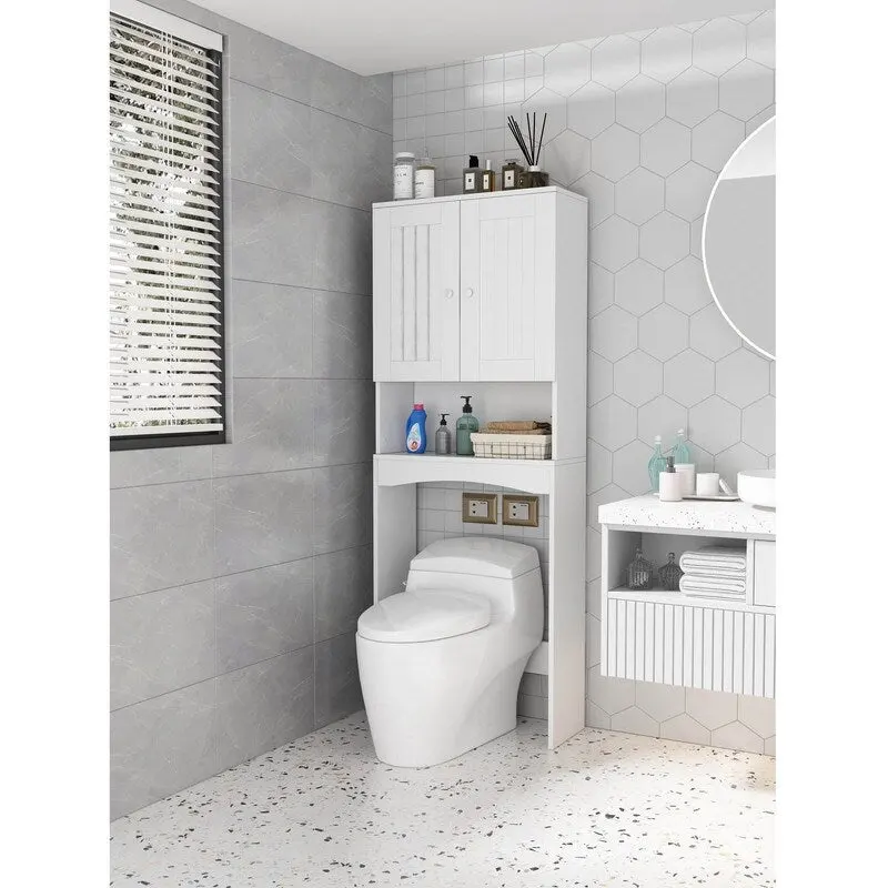 Home Bathroom Shelf Over-The-Toilet, Bathroom Storage Cabinet Organizer Space Saver