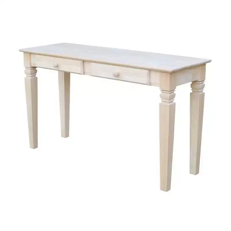 Console Table with 2 Drawers, Unfinished Solid Wood for Family Room, Living Room, Bedroom or Entryway