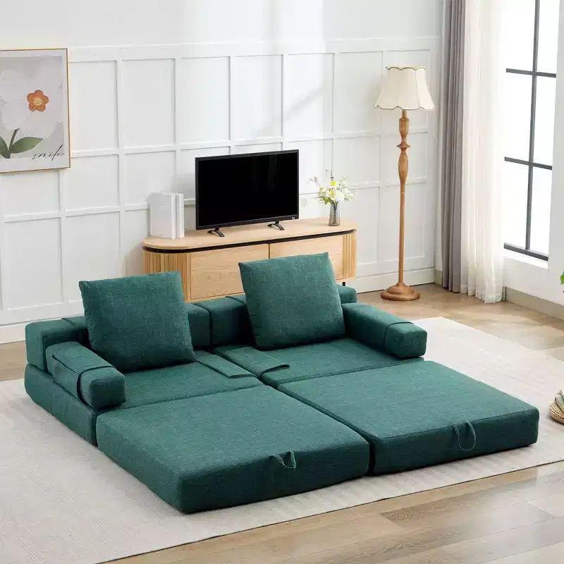 Fold-Down Convertible Sleeper Sofa Chair with Removable Armrests & Washable Cover