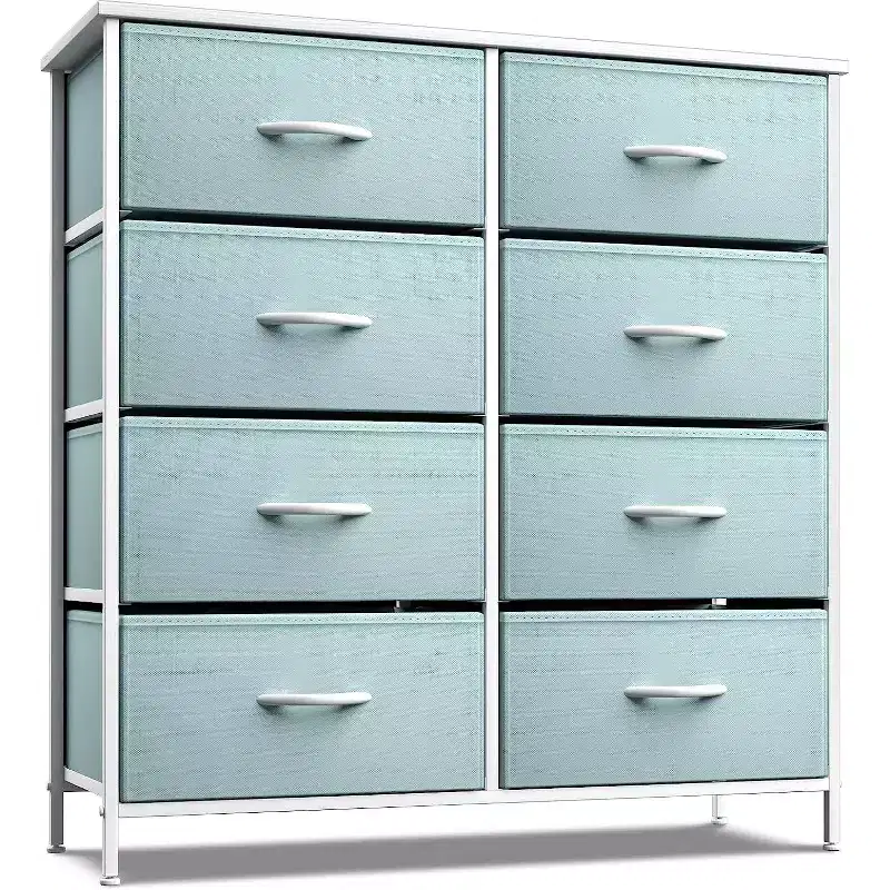Sorbus 8 Drawers Dresser- Storage Unit with Steel Frame, Wood Top, Fabric Bins - for Bedroom, Closet, Office and more