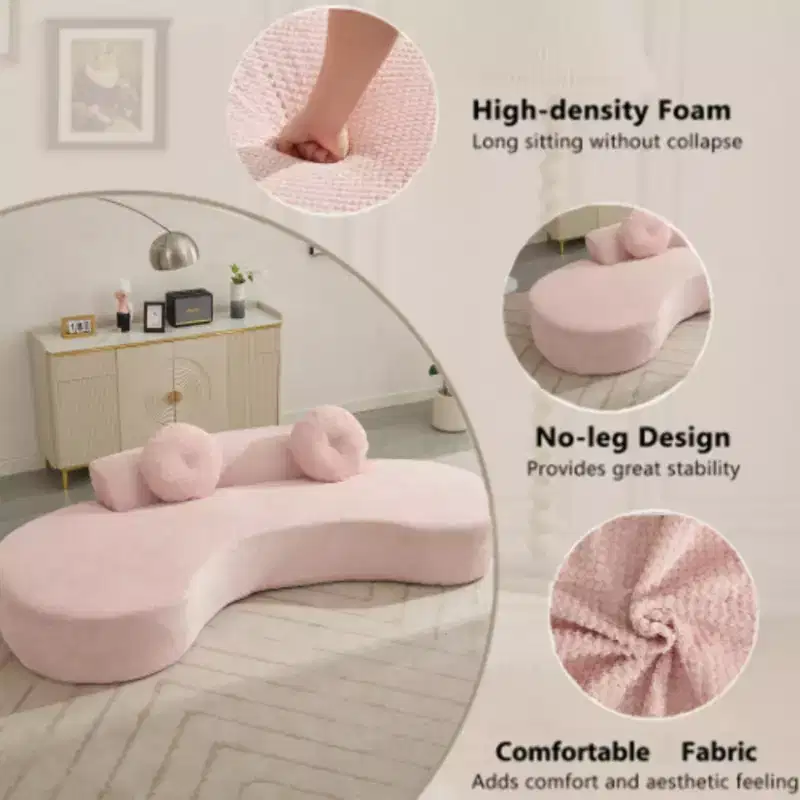 Elegant 3-4 Seater Cloud Sofa, 105.5 Curved Design, Includes 2 Pillows