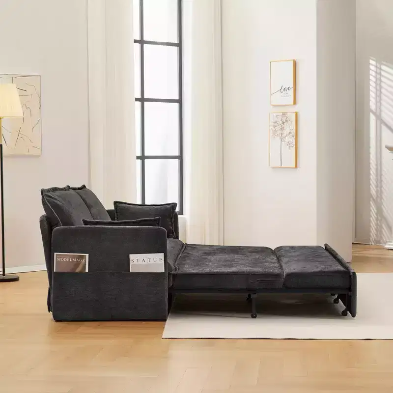 Whisen Pull Out Sofa Bed, Convertible Sleeper Sofa Couch with Side Storage and USB/C-TYPE Charging Ports