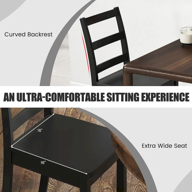 Gymax Set of 4 Dining Chairs Ladder Back Armless Side Chair w/ Solid