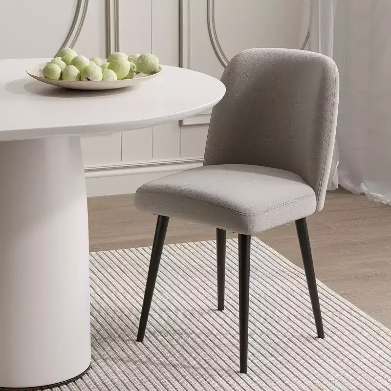 Pexfix Linen Upholstered Dining Chairs with Black Legs Set of 2