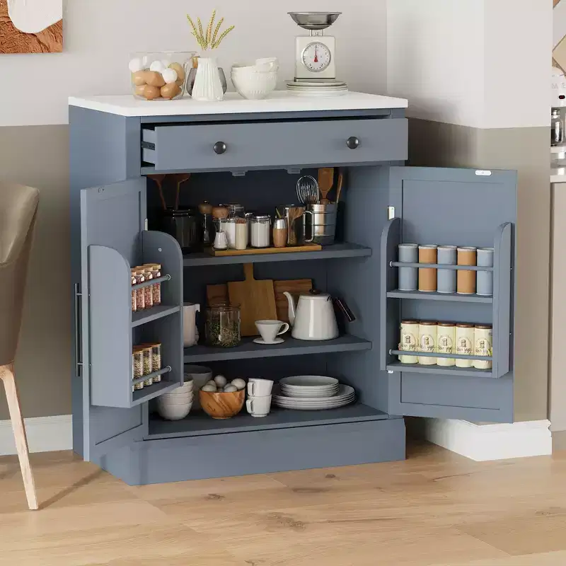 Modern Sideboard Buffet Cabinet, Accent Cabinet with 2 Adjustable Shelves and 2 Door Shelves, Storage Cabinet for Living Room, Entryway, Hallway