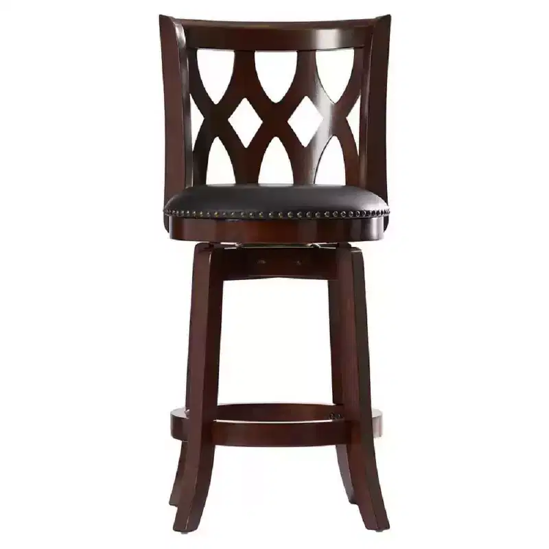 Boraam 24" Cathedral Swivel Counter Height Barstool Dark Cherry Industries: Upholstered, Lacquered Hardwood Legs