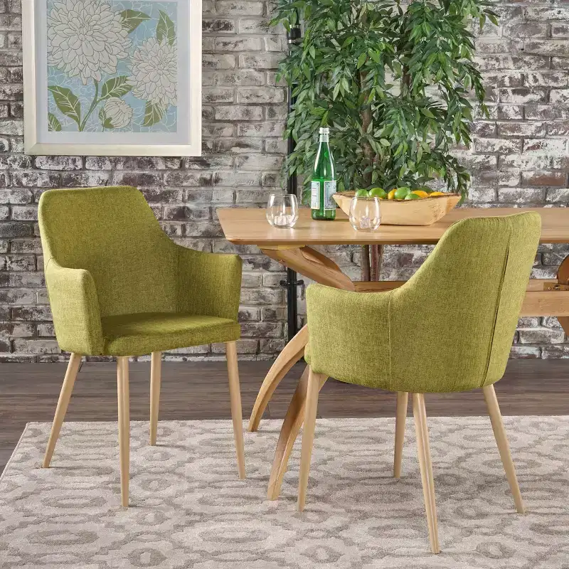 GDFStudio Navagio Mid Century Modern Fabric Upholstered Dining Chairs (Set of 2)