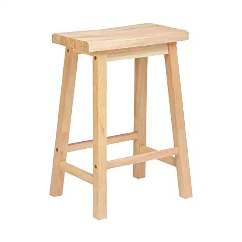 PJ Wood Classic Saddle Seat 24'' Kitchen Bar Counter Stool with Backless Seat & 4 Square Legs, for Homes, Dining Spaces, and Bars, Natural (3 Pack)
