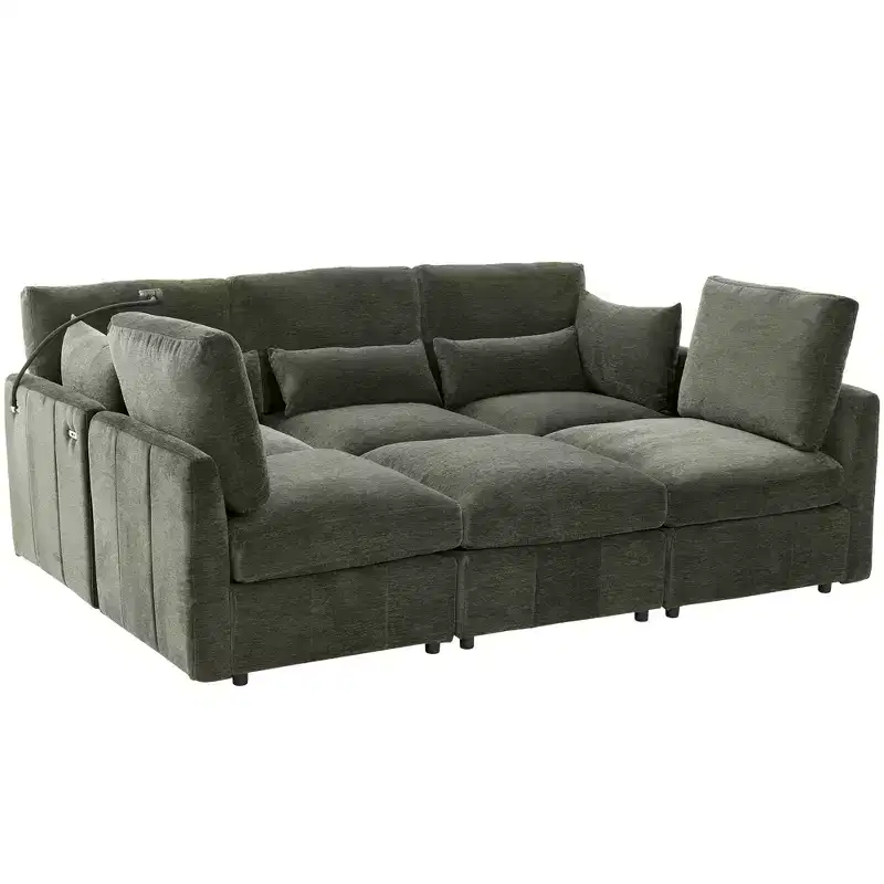 Merax Multifunctional Modular Sectional Sofa with Movable Ottoman