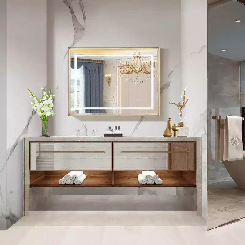 LED Bathroom Beveled Mirror: 3000-6000K Gradient Lighting, Dual-Sided Illumination, 3 Color Modes, IP54 Anti-Fog, Wall?Mountable