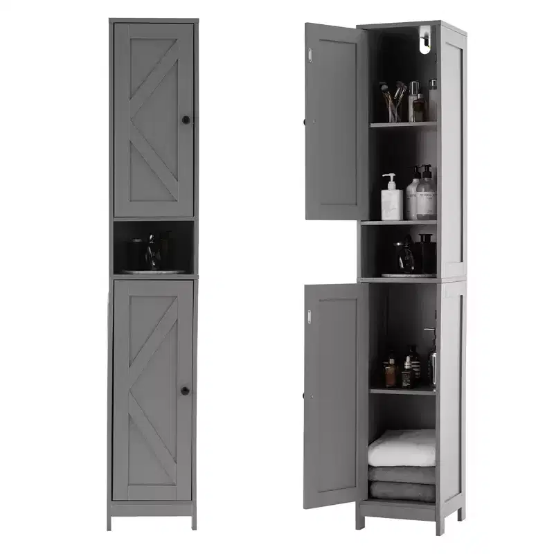 Tall Bathroom Cabinet with Drawer & Adjustable Shelves, 66.9 Inch Floor Standing Storage Organizer for Bathroom, Kitchen, Hallway