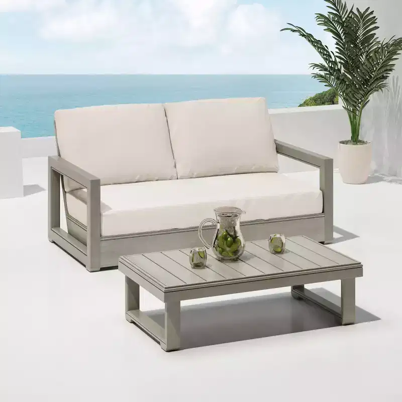 Christopher Knight Home Zip Outdoor Acacia Wood Loveseat and Coffee Table Set with Cushions