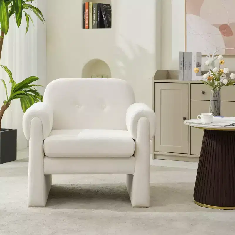 Fluffy Cloud Upholstered Accent Armchair Set of 2 Velvet Ergonomic Bedroom Reading Chair