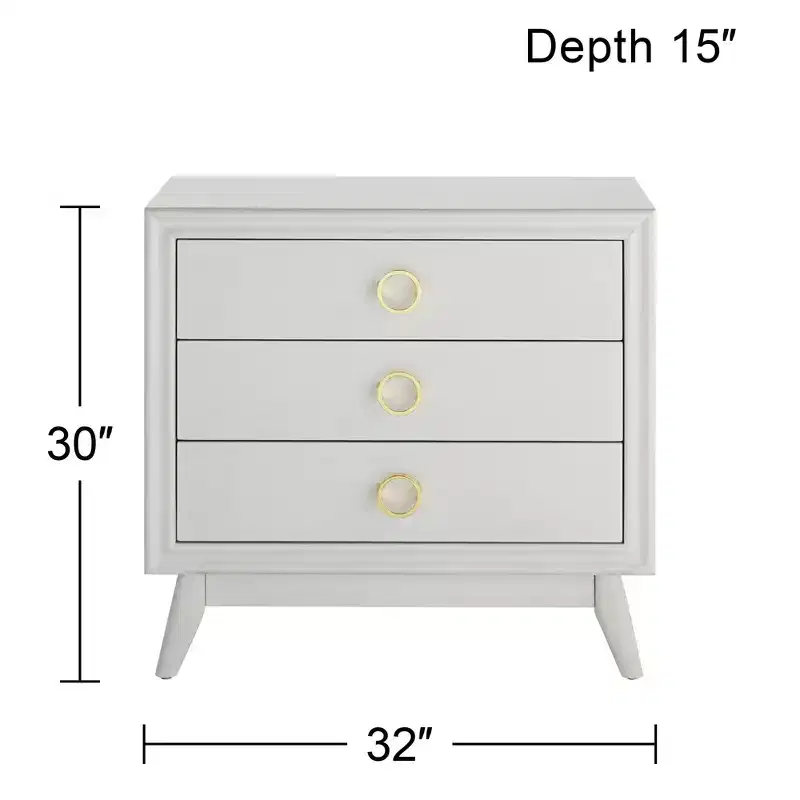 Crestview Collection Oslo 32W White 3-Drawer Accent Chest