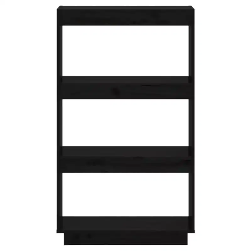 Book Cabinet Black Solid Pine Wood Medium Book Cabinet
