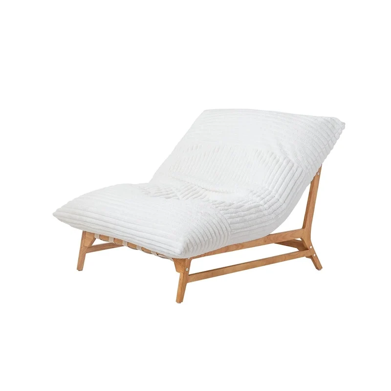 Bean Bag Accent Chair Large Plush Bean Bag Lounger with Solid Wood Frame Comfy Lounge Chair with Down Filling