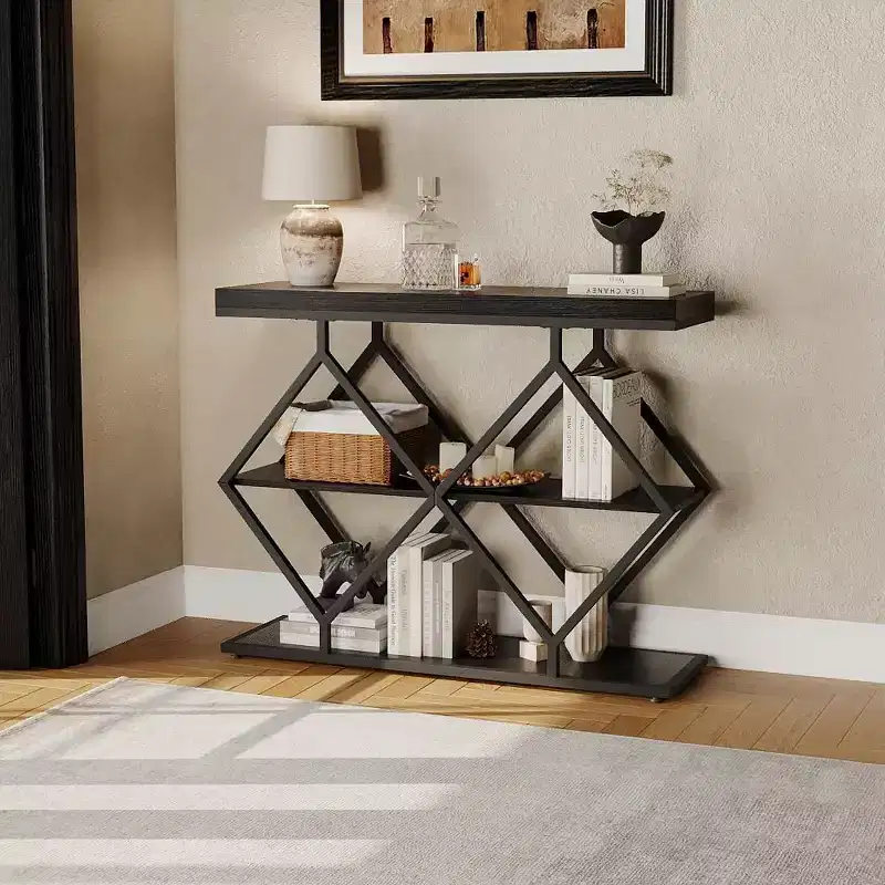 40-Inch 3-Tier Industrial Console Table