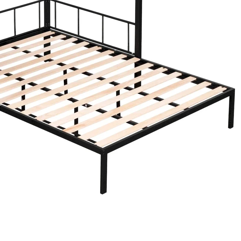 Twin over Full Bunk Bed with Shelves, Grid Panel and Separated Bottom Bed