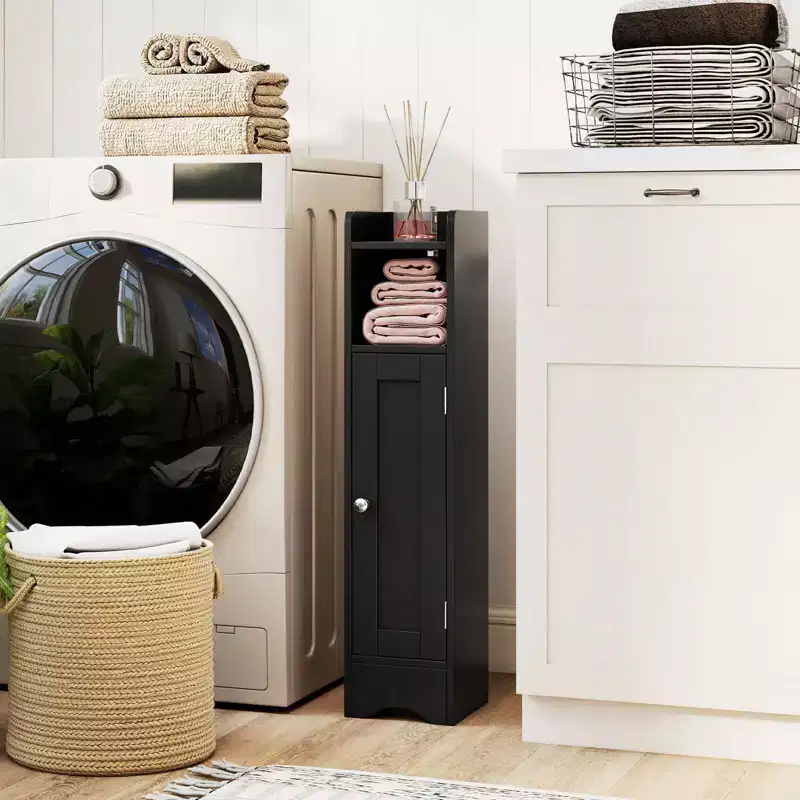 Black / Gray / White 5-Tier Freestanding Bathroom Storage Cabinet with Door – For 1