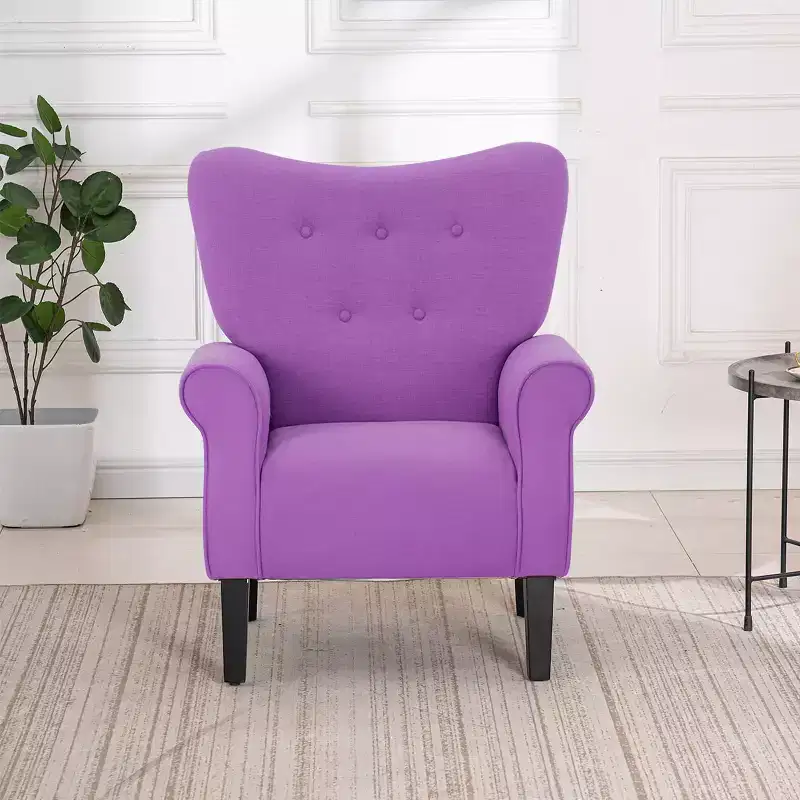 Erommy Mid Century Velvet Tufted Armchair, High Back Accent Chair