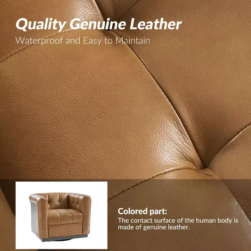 Frankie Modern Genuine Leather Swivel Club Chair| HULALA HOME
