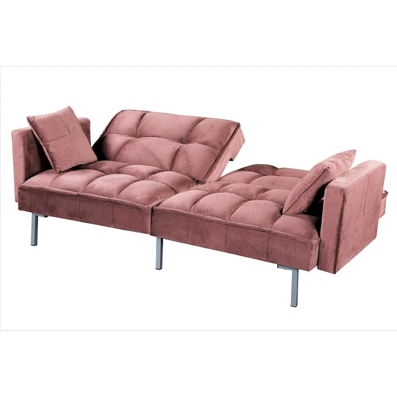 Bernal 75.6W Velvet Futon Sofa Bed Sleeper