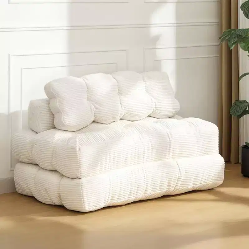 Folding Floor Couch Guest Bed, Comfy Floor Single Chair Lounge, Portable Convertible Lounger with Pillow & Back Support for Living Room Bedroom