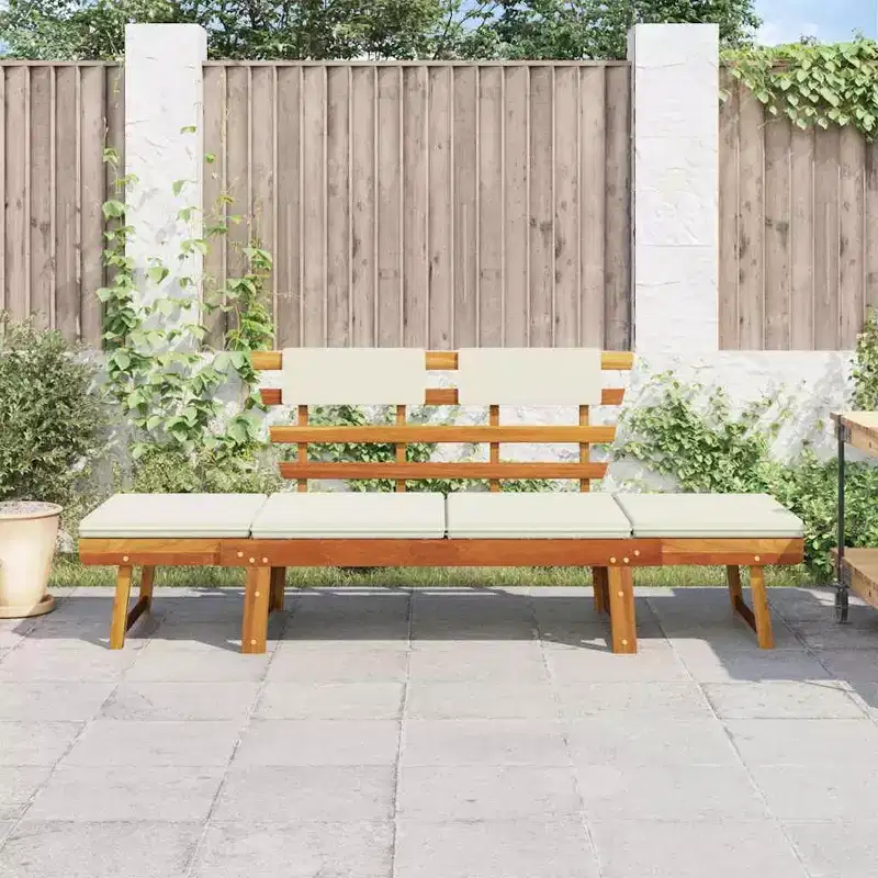vidaXL Garden Bench Green, Brown Solid Acacia wood, Polyester Medium