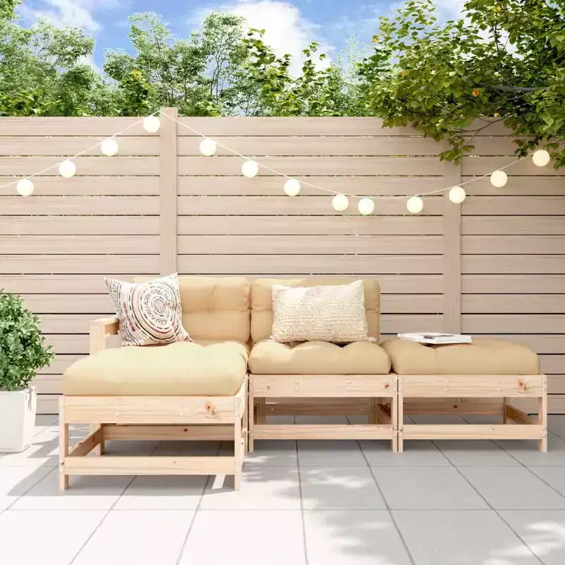 vidaXL Garden Lounge Set Solid Pine Wood, Engineered Wood, 4-Piece Modular Outdoor Furniture Set