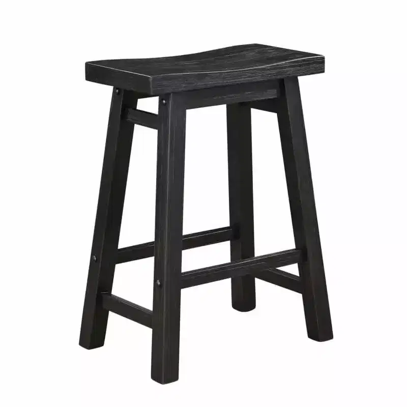 Backless Saddle Counter Height Barstool, Black Charcoal Finish