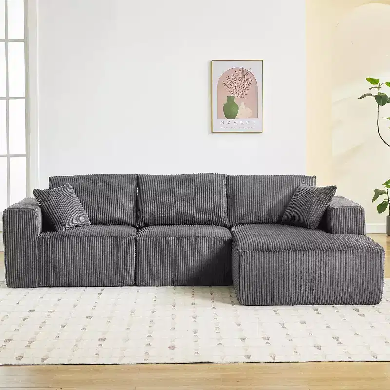 108 Sectional Couch Cloud Modular Modern L-Shaped Sofa with Chaise Lounge, Corduroy Fabric, No Assembly Required
