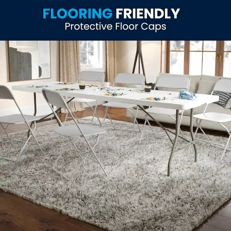30W x 96L Bi-Fold Granite White Plastic Event Table with Carrying Handle