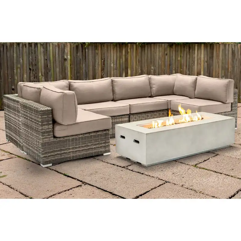 LSI 4 Person Seating Group With Firepit And Sunbrella Cushions