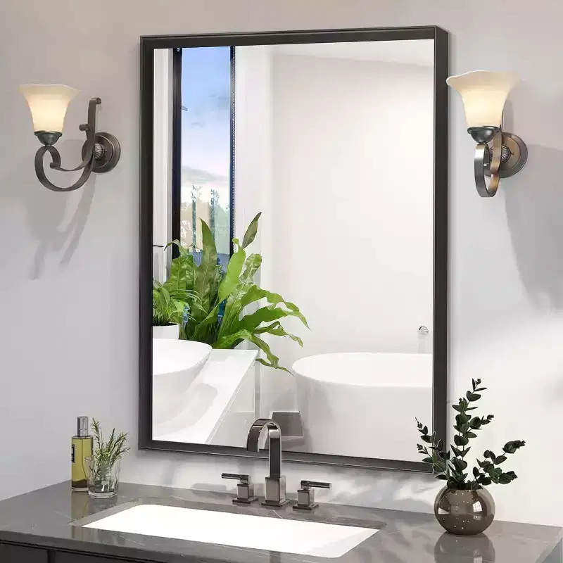 Acekool 40 x 30 Inch Wall Mounted Mirror, Rectangular Aluminum Alloy Frame Decorative Mirror for Bathroom, Living Room, Bedroom