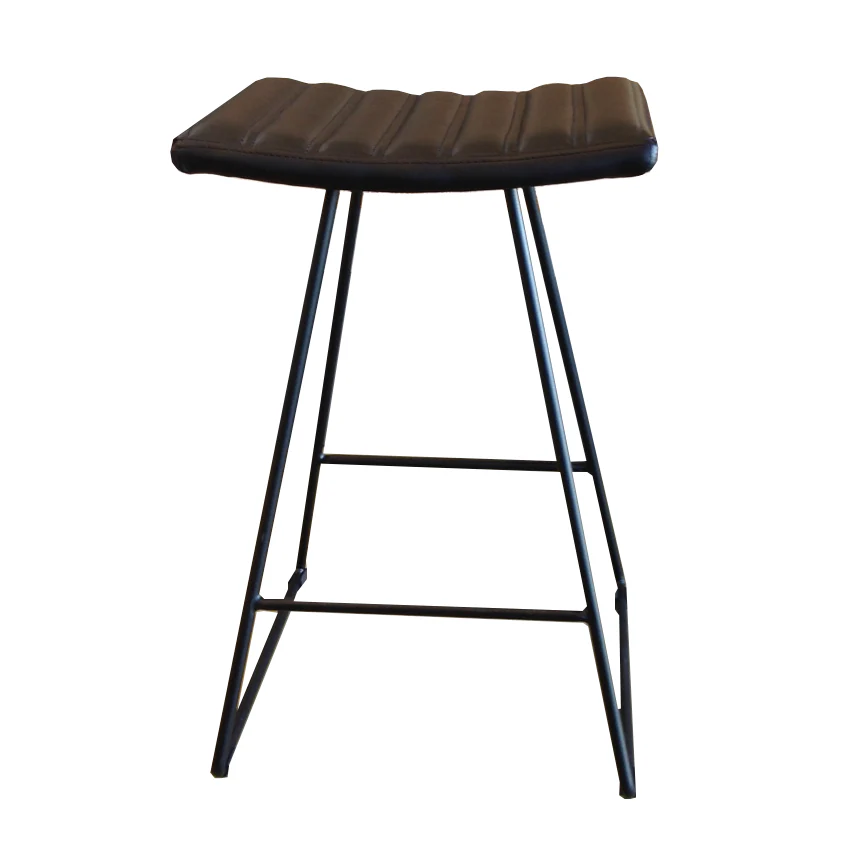 Black Synthetic Leather Barstool with Padded Seat for Kitchen