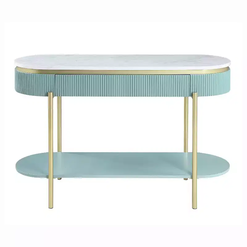 Cartehena Faux Marble Sofa Table with Drawer - HOMES: Inside + Out