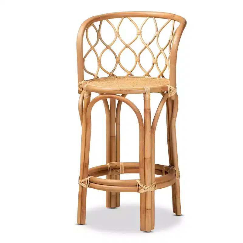Natural Rattan Counter Height Barstool – Seat 17.9