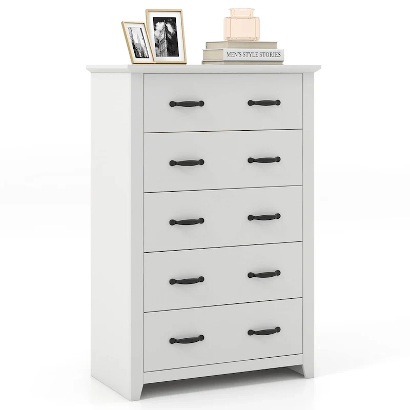 5 Drawer Chest Storage Dresser Tall Cabinet Organizer Bedroom Hallway