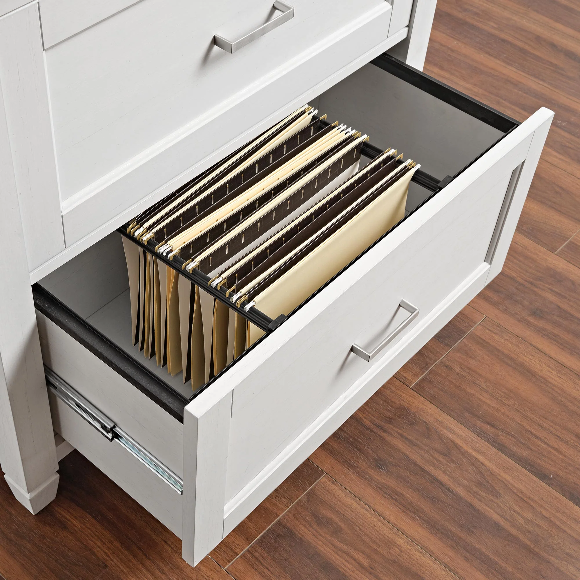 29'' File Storage Cabinet, Dual-Tone Wave Design, White