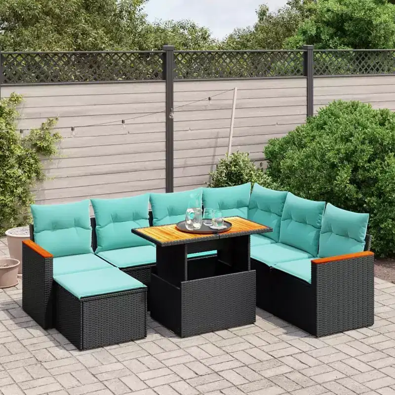 vidaXL 8 Piece Patio Sofa Set with Cushions Poly Rattan