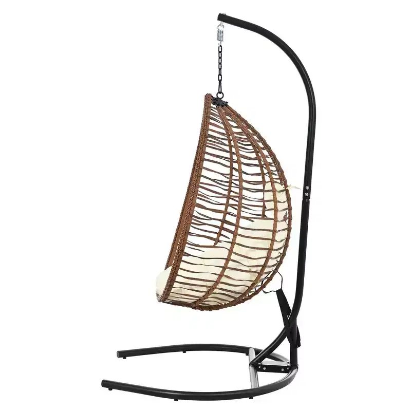 Whisen Hanging Hammock Chair with Stand, Egg Swing Chair with Iron Frame and Cushion & Headrest
