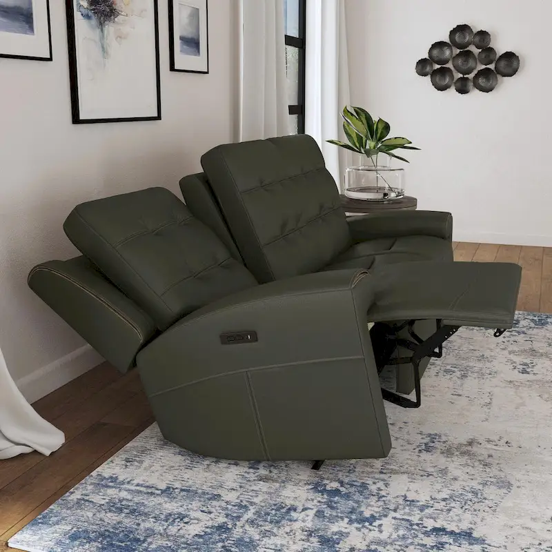 Top Grain Leather Power Reclining Sofa with Power Headrests and Zero Gravity