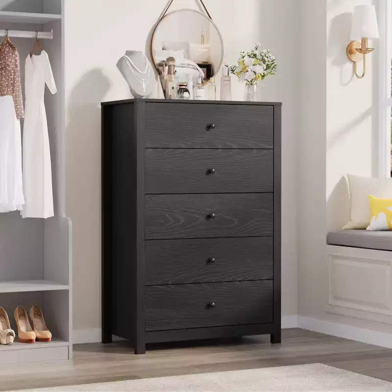 5 Wooden Drawer Dresser for Bedroom  Modern Simply Chest of Drawers, Modern Storage Organizer for Living Room, Entryway, Home Furniture