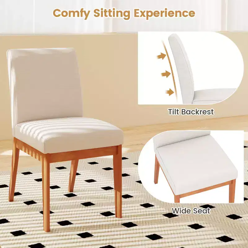 Costway Modern Kitchen Chair Set of 2/4 Dining Chair with Rubber Wood Legs & Padded Seat