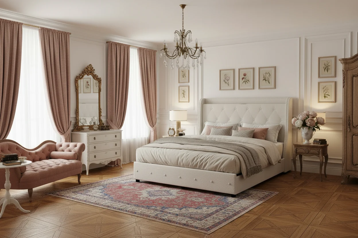 Queen Size Bed Frame 4 Storage Drawers, Headboard and Storage, cushion Bed Frame with Charging Station & Wingback, No Box Spring Needed, Noise-Free