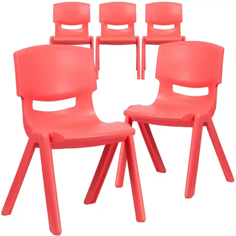 Emma and Oliver 5 Pack Plastic Stackable School Chair with 15.5'' Seat Height