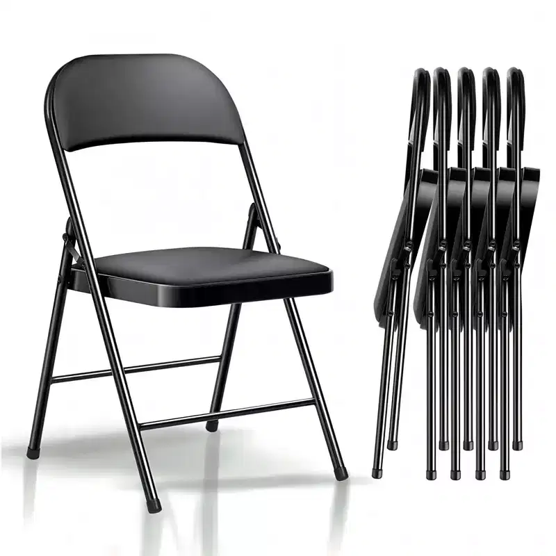 6-Pack Padded Folding Chairs, Durable Steel Frame, Fabric Cover, for Events & Home Use