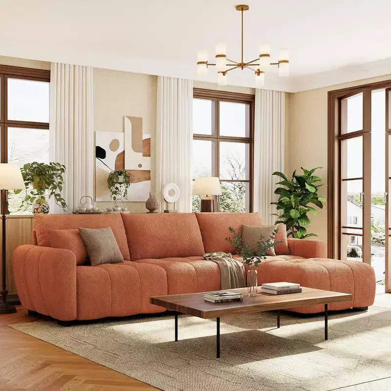 Merax L-Shaped Sectional Sofa with Free-Moving Ottoman